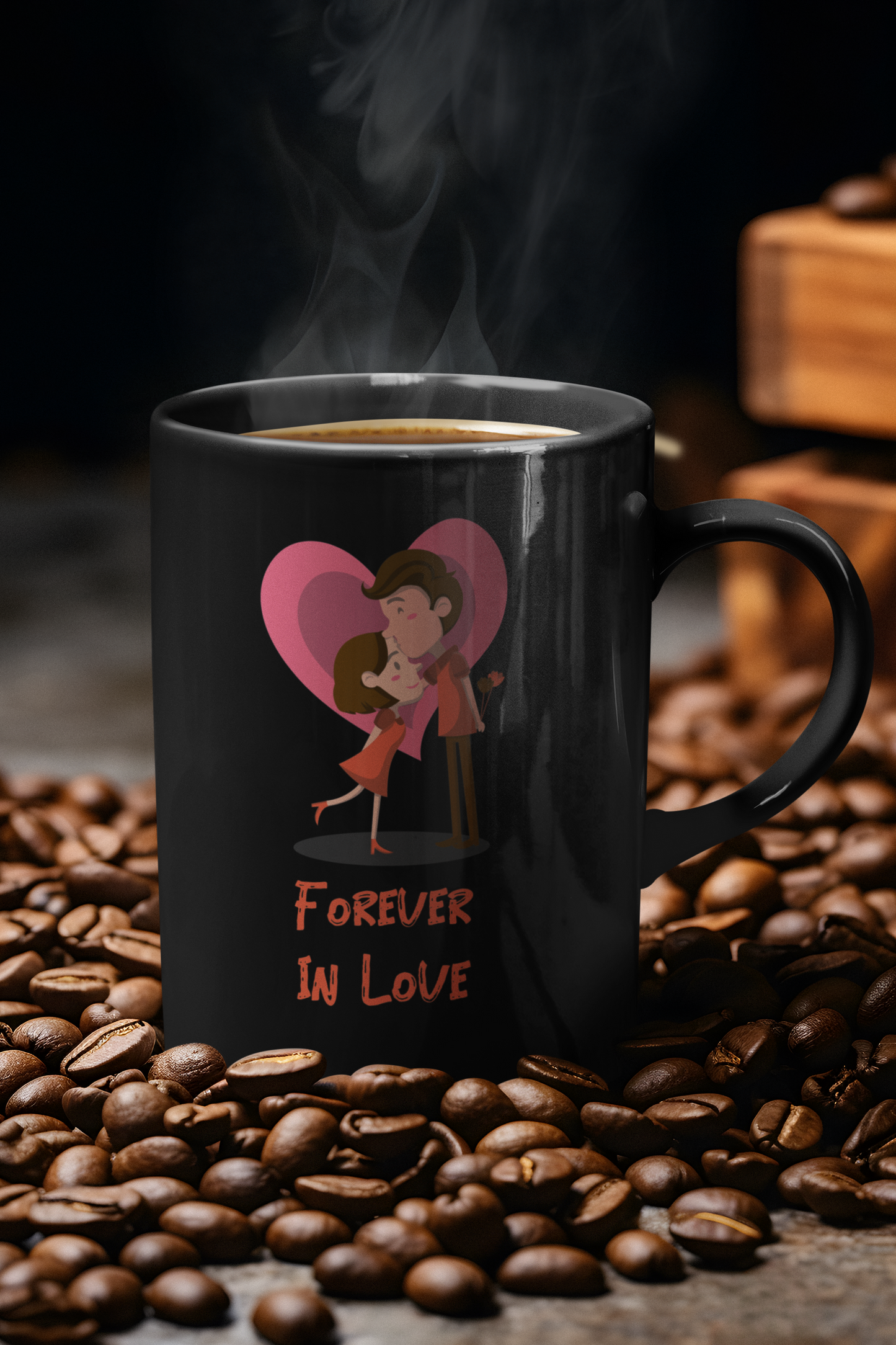 Forever in Love Black Coffee Mug