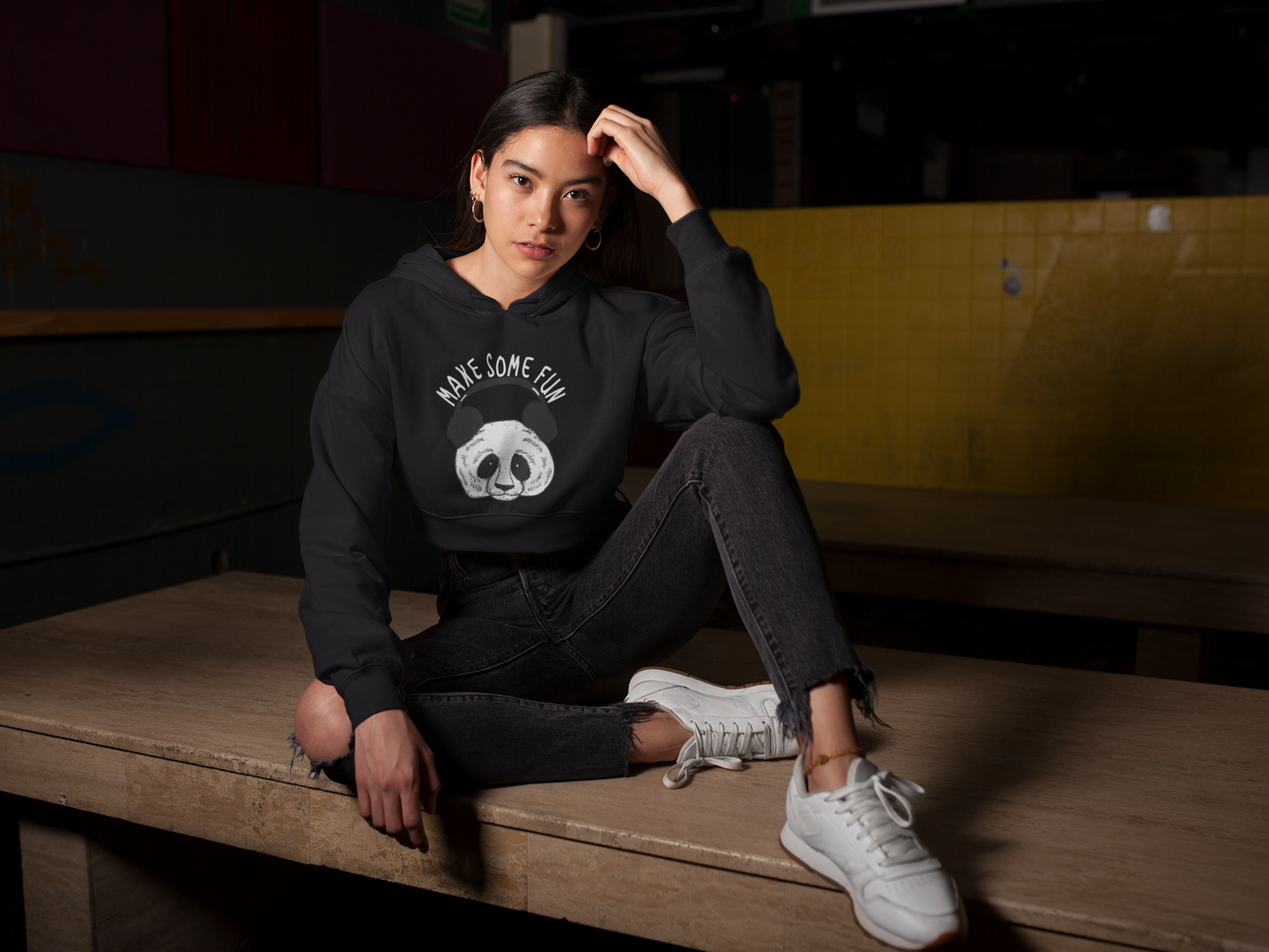 'Fun Panda' Cropped Hoodie - 2 Colors