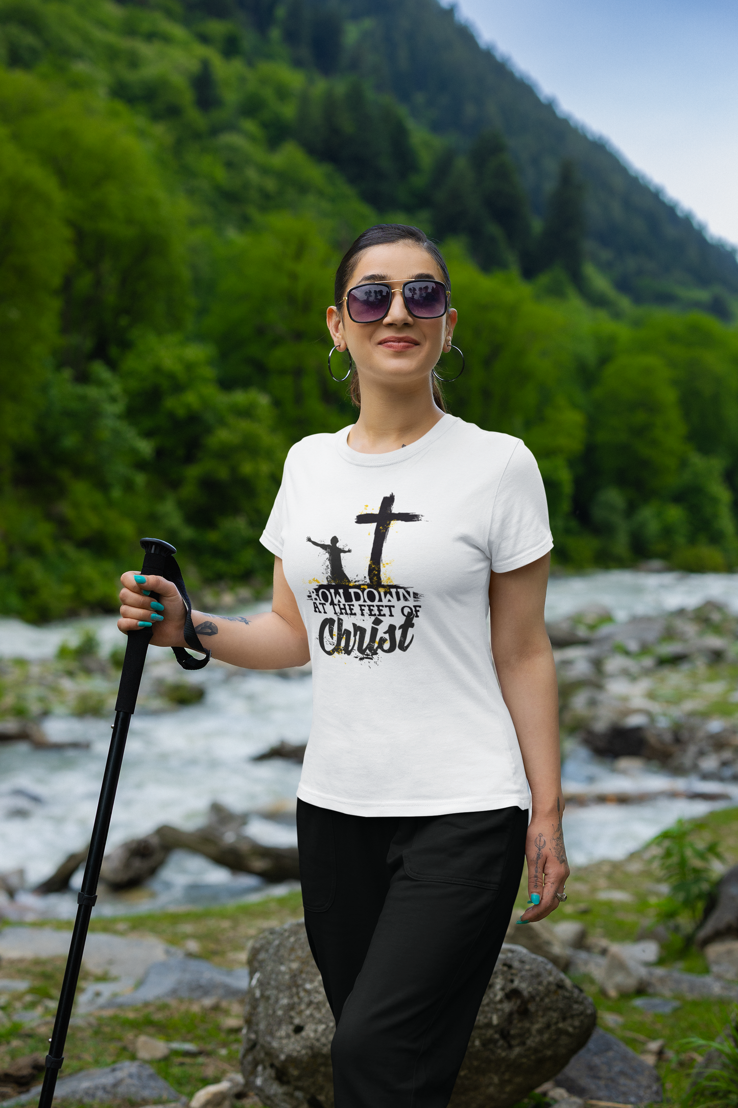 'Bow Down to Jesus' Premium Unisex Supima T shirt - White