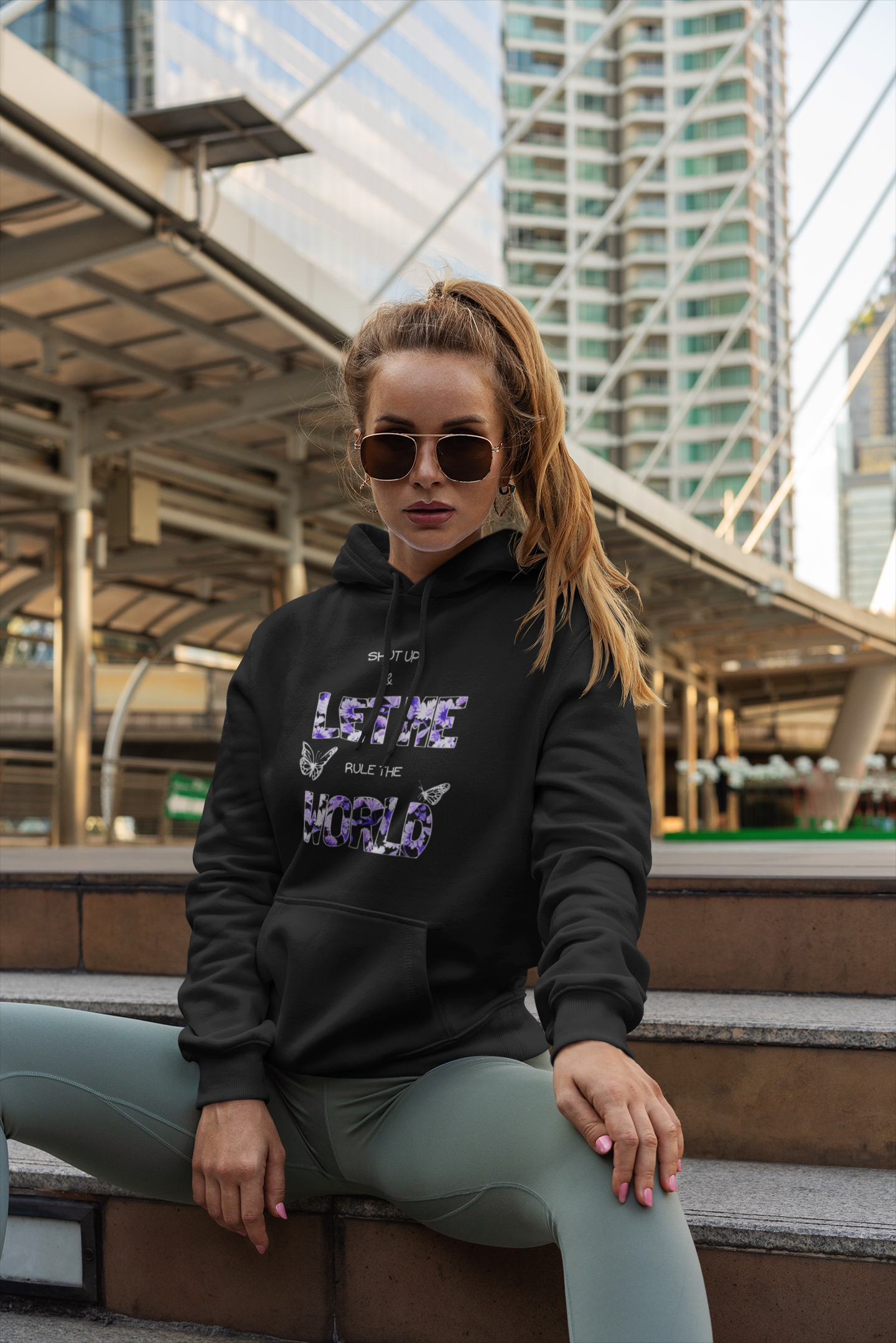'Shut Up & Let Me Rule The World' Sassy Hoodie - Black