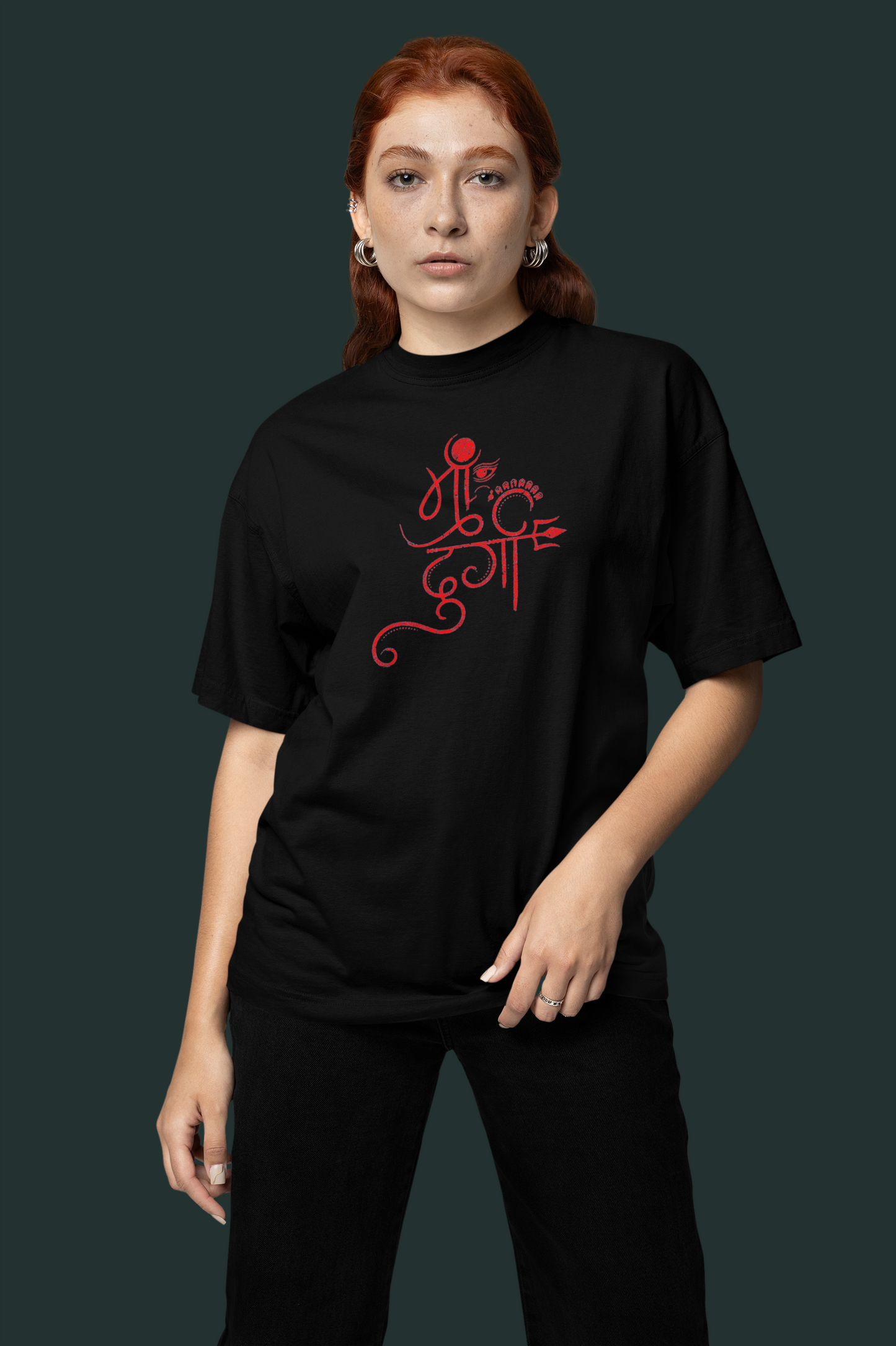 'Maa Durga' Oversized T-shirt - Black