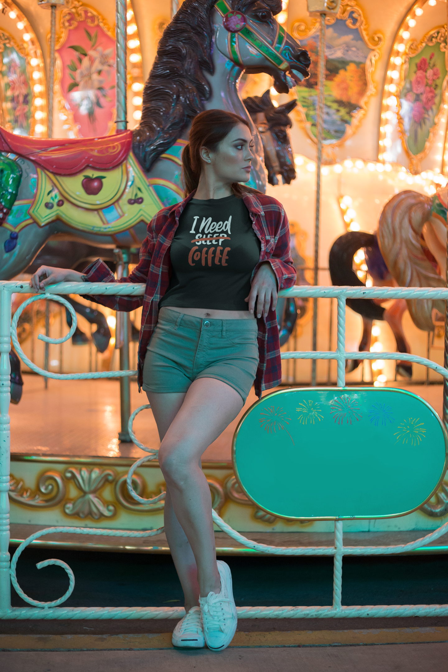 'I need Coffee' crop top - Black