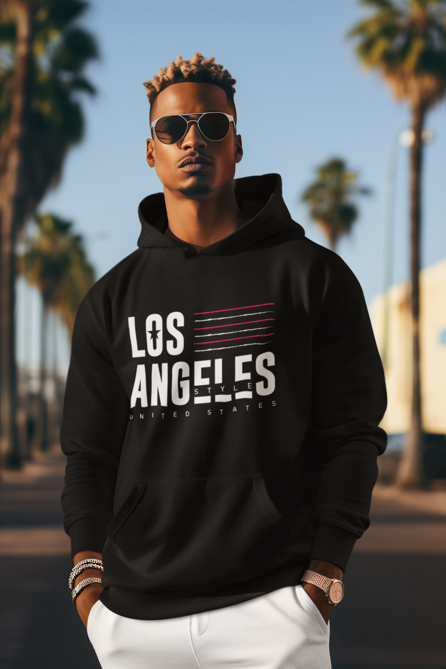 'Los Angeles Styles' Premium Unisex Hoodie - Black
