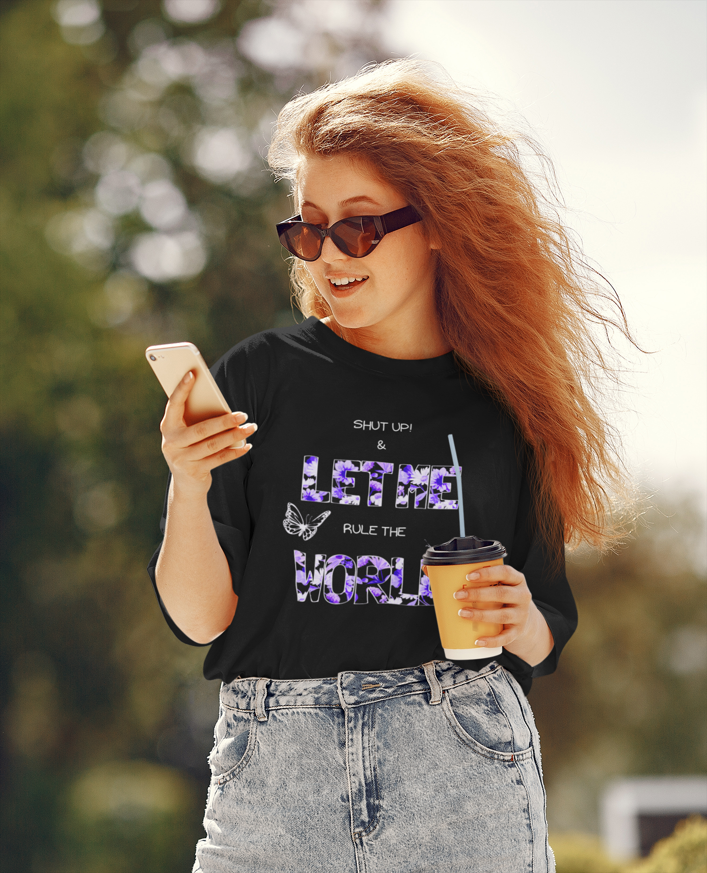 'Shut Up & Let Me Rule The World' Sassy Oversized T-shirt - Black