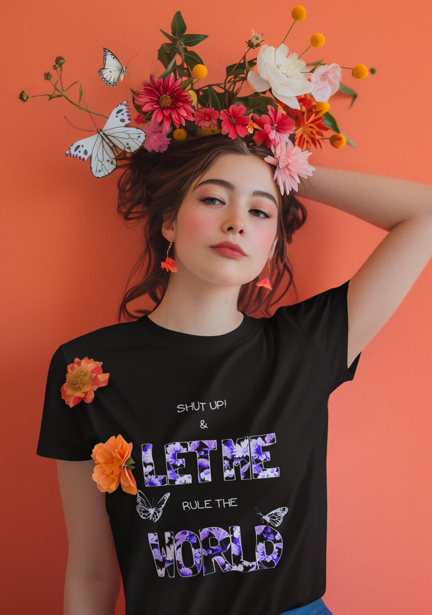 'Shut Up & Let Me Rule The World' Sassy Classic Fit T-shirt - Black